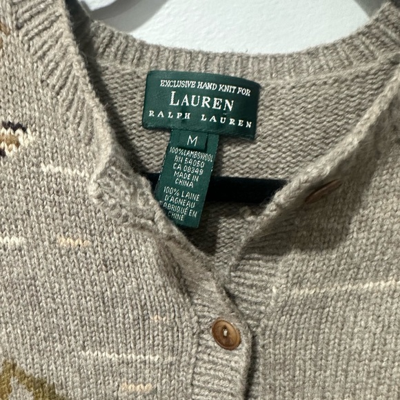 Lauren Ralph Lauren Women's Tan Sweater with Bird Design - Picture 3 of 4